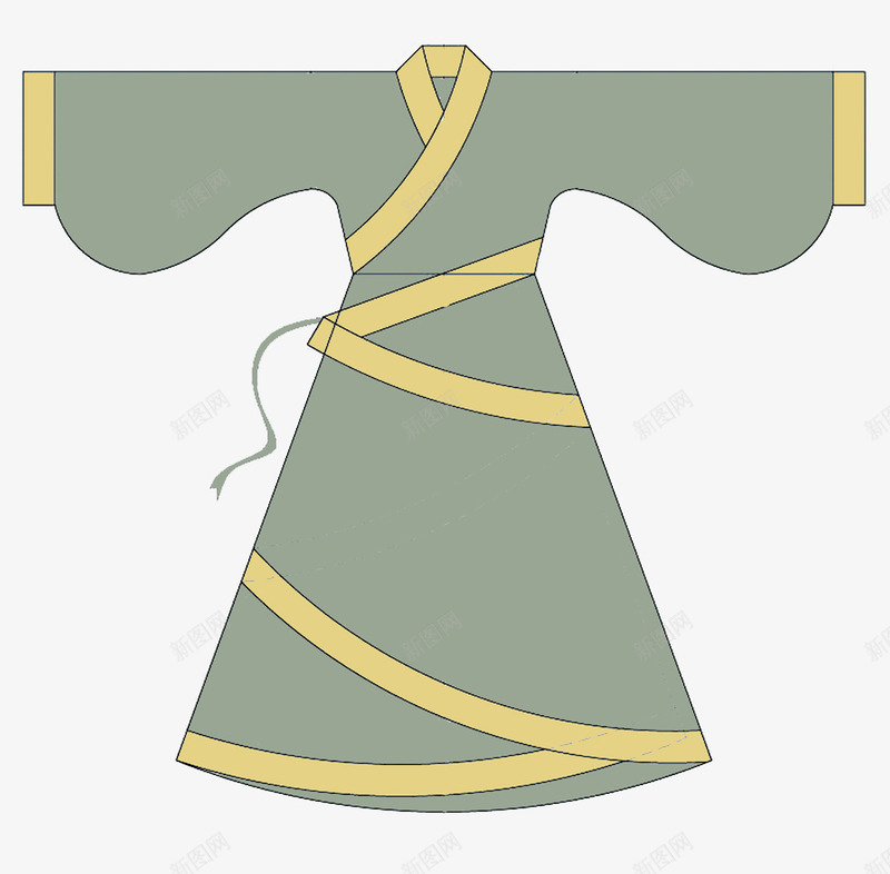 古代服装png免抠素材_新图网 https://ixintu.com 古装 手绘 灰色 长袖