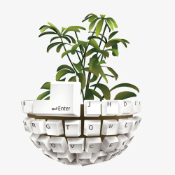 白色键盘植物矢量图素材