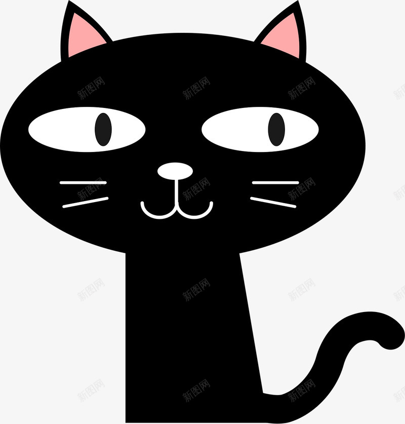 黑色猫咪png免抠素材_新图网 https://ixintu.com 圆脸 小猫 注视