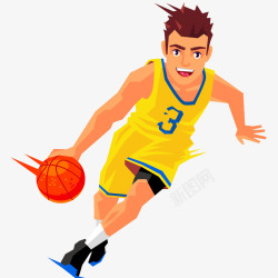 男篮球运动员运球插画矢量图素材