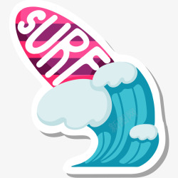 彩色滑板海边冲浪卡通插画矢量图高清图片