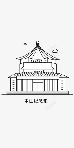 广州印象广州中山纪念堂插画高清图片
