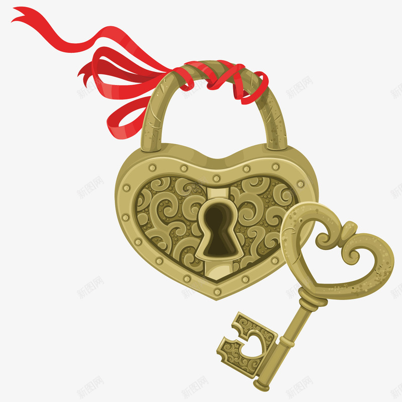 情人节复古钥匙与锁矢量图ai免抠素材_新图网 https://ixintu.com 复古 情人 钥匙 锁 矢量图