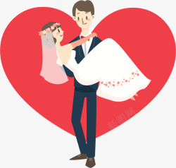 结婚卡通红色爱心公主抱矢量图高清图片