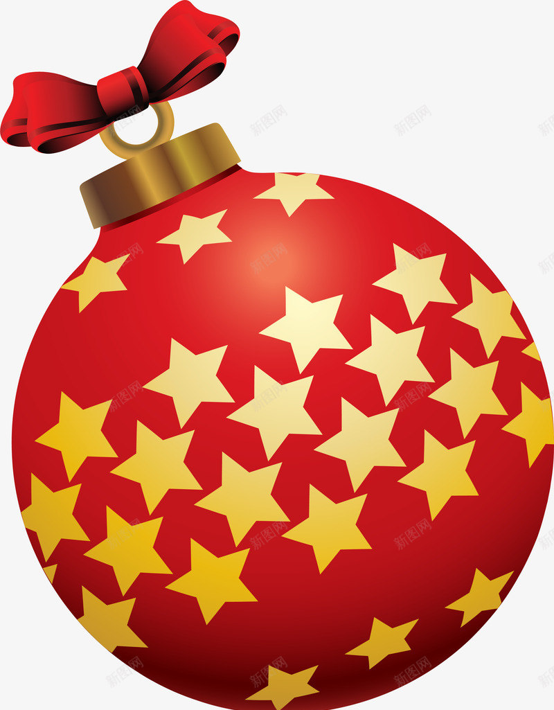 红色星星圣诞球png免抠素材_新图网 https://ixintu.com 冬天 冬季 圣诞快乐 圣诞节 星星图案 红色圣诞球 装饰图案