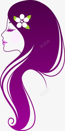 紫色头发美女素材