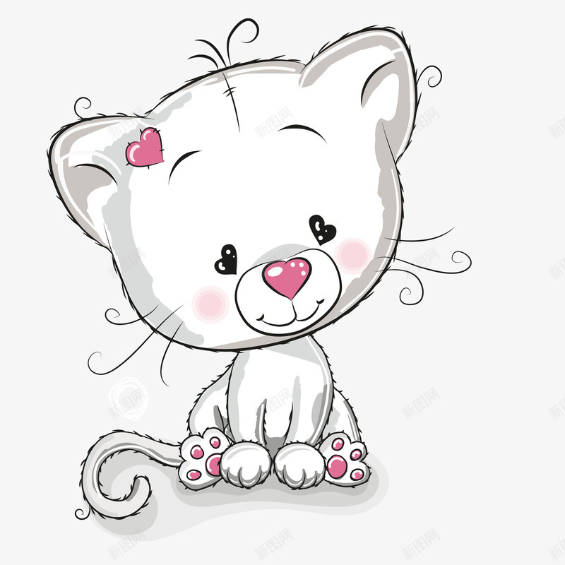 白色卡通小猫png免抠素材_新图网 https://ixintu.com PNG图形 PNG装饰 动物 卡通 小猫 装饰