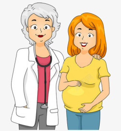 孕妇待产包矢量素材卡通家庭医生和待产孕妇高清图片