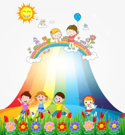 儿童节装饰彩虹卡通手绘素材