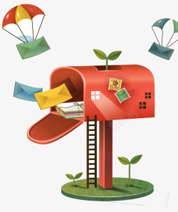 小鸟信箱欧式图案邮箱信件插画高清图片