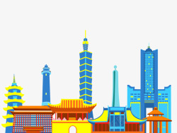 中国塔台湾建筑插画高清图片