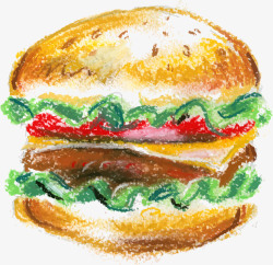汉堡鸡腿可乐实彩绘快餐食品矢量图高清图片