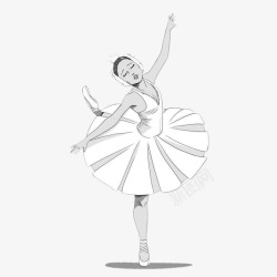 手绘白色芭蕾舞裙素材