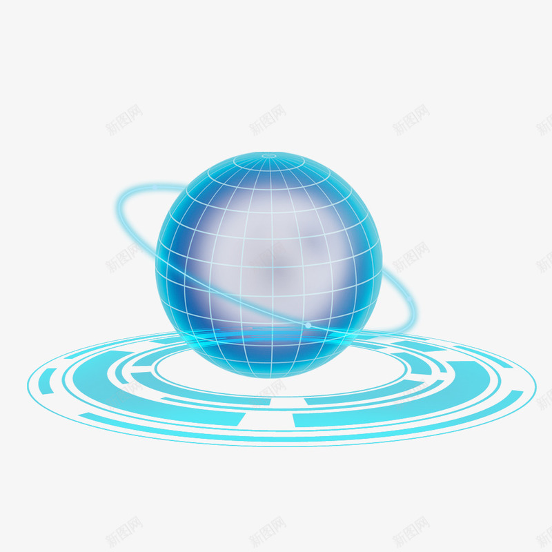 蓝色发光感觉地球png免抠素材_新图网 https://ixintu.com 发光 商务 地图 地球 球状 科技 科技感地图