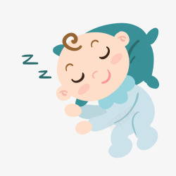 蓝色枕头睡眠婴儿卡通插画矢量图高清图片