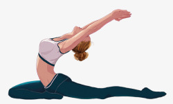 女孩身体曲线手绘人物插画锻炼身体塑身女孩瑜高清图片