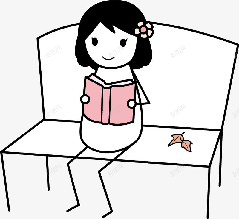 坐在椅子上的女孩png免抠素材_新图网 https://ixintu.com 卡通 小女孩 椅子 读书