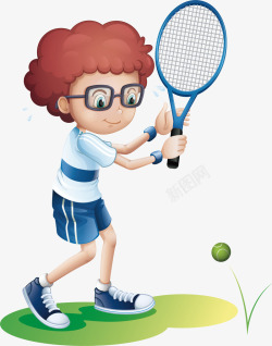 打网球的少年素材