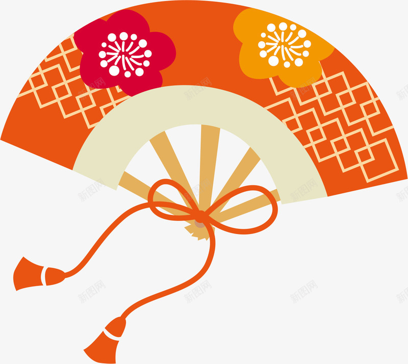 日系风格插画扇子png免抠素材_新图网 https://ixintu.com 吊穗 扇子 插画 日系