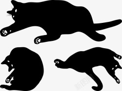手绘形态各异的黑猫素材