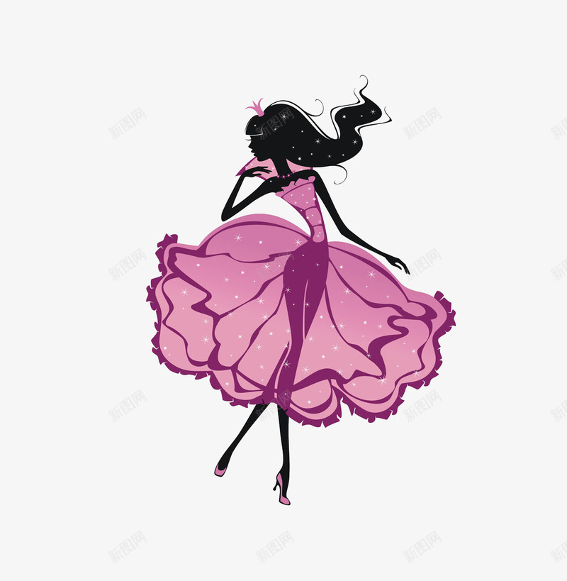 跳舞群png免抠素材_新图网 https://ixintu.com 女生 紫色 跳舞群 连衣裙