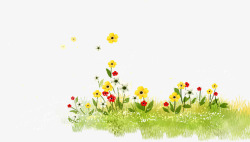 花朵小花手绘小清新水彩草地高清图片