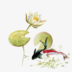 海洋纹理背景古典浮世绘锦鲤背景高清图片