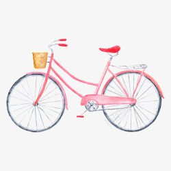 手绘脚踏车情人节粉色自行车插画高清图片