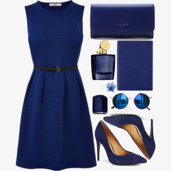深蓝色连衣裙蓝色连衣裙和高跟鞋高清图片
