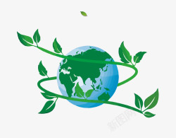 文明地球绿色卡通地球藤蔓插画高清图片