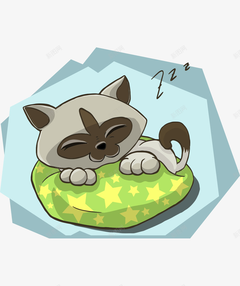 卡通手绘睡觉可爱小猫矢量图ai免抠素材_新图网 https://ixintu.com 卡通的动物 可爱的小猫 手绘的小猫 睡觉的小猫 矢量图