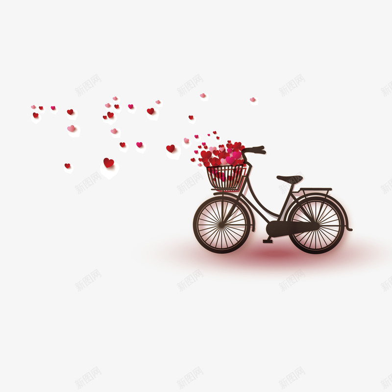 玫瑰自行车矢量图ai免抠素材_新图网 https://ixintu.com 告白 情人节 爱情 玫瑰 自行车 表白 装饰图案 矢量图