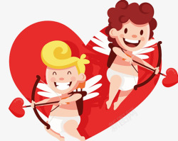 2月14日情人节可爱卡通丘比特天使海报设高清图片