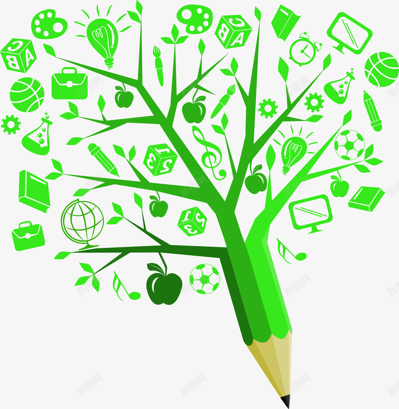 科技创意铅笔知识树png免抠素材_新图网 https://ixintu.com 创意 学识 教育 知识创意 知识树 知识科技 科技 铅笔