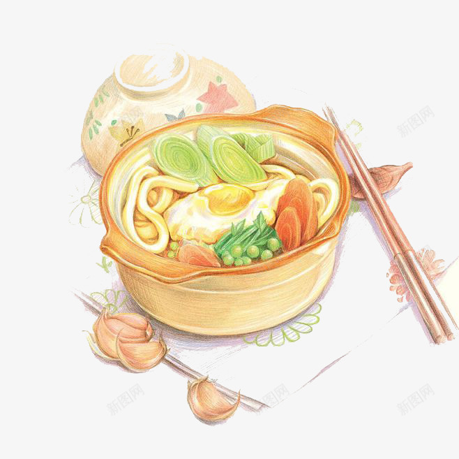 水彩食物png免抠素材_新图网 https://ixintu.com 卡通 手绘 水彩 装饰 面条 食物
