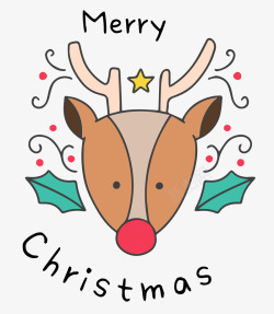 扁平化鹿圣诞小鹿手绘矢量图高清图片