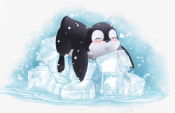冰上趴在冰上的企鹅高清图片