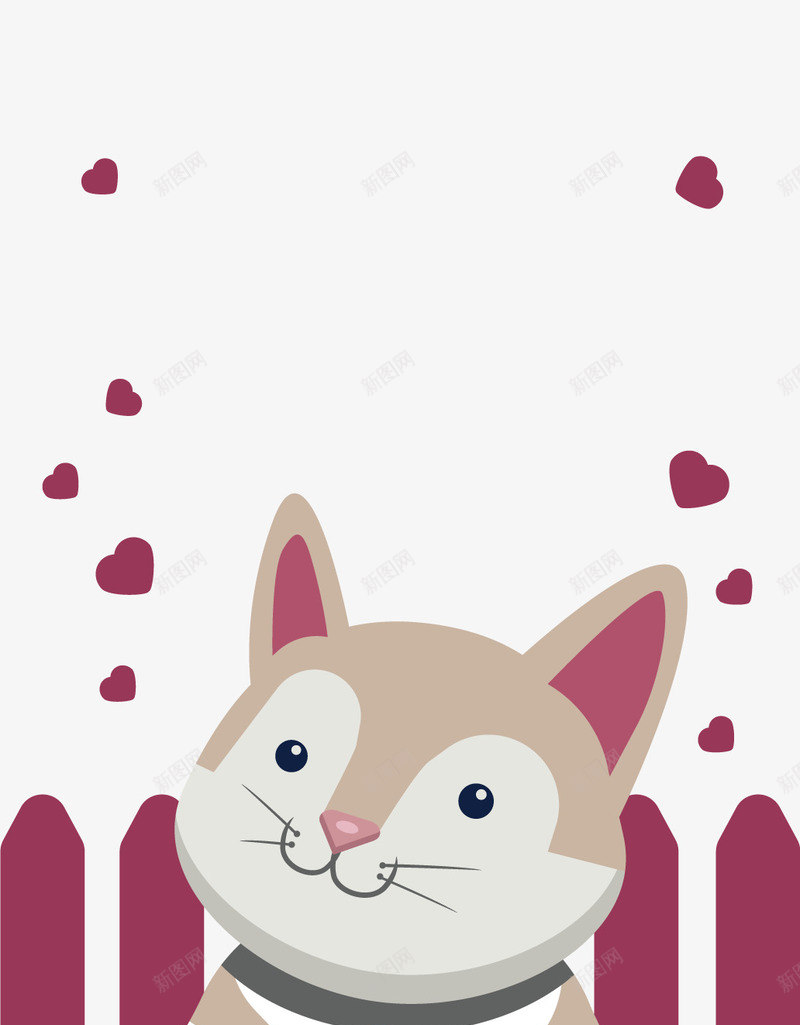 卡通小猫png免抠素材_新图网 https://ixintu.com 卡通动物 小猫咪 心形 招财猫 红色爱心 背景装饰