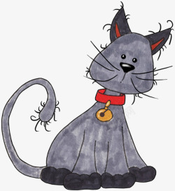 灰色卡通猫咪素材
