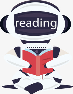 机器人看书读书阅读的机器人矢量图高清图片