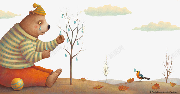哭泣的熊和森林png免抠素材_新图网 https://ixintu.com 卡通 手绘 手绘插画 插画 森林 熊