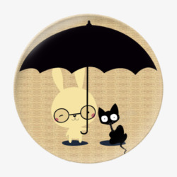 撑伞的兔子和小猫素材