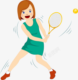 打网球女生打网球女生人物插画高清图片