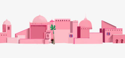 粉色卡通宫殿房屋素材