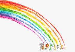 蜡笔插画动物彩虹高清图片