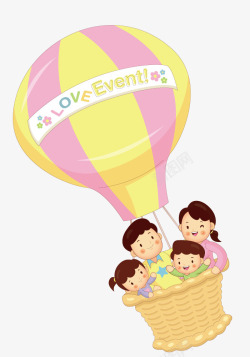 热气球上的军人热气球上的一家人矢量图高清图片