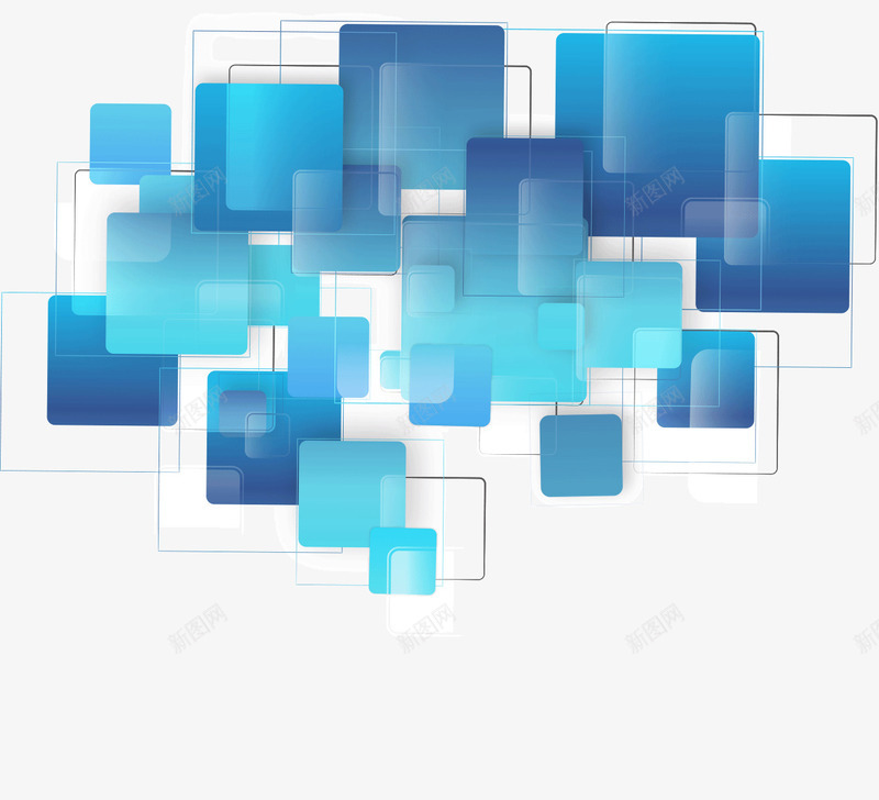 蓝色方块背景png免抠素材_新图网 https://ixintu.com 商务 方块 科技 背景 蓝色