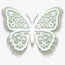 绿色的昆虫图片豆绿色剪纸风蝴蝶插画矢量图高清图片