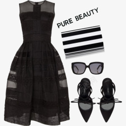 黑色连衣裙和高跟鞋素材