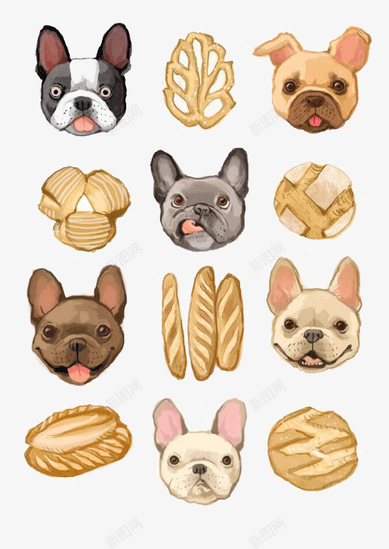 狗和面包png免抠素材_新图网 https://ixintu.com 动物 卡通 手绘 插画 文艺 清新 烘焙 狗 美食 面包